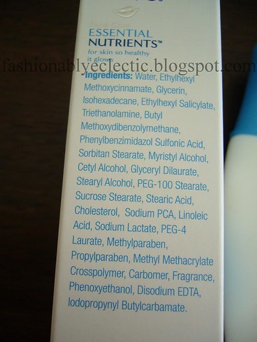 Dove Essential Nutrients lotion ingredients list