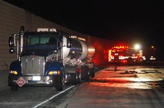 LAFD Responds To Large Fuel Spill from Tanker on Golden State Freeway. © Photo by Mike Meadows. Click to view more...