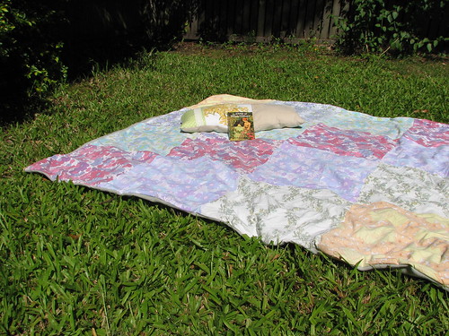 vintage sheet picnic rug