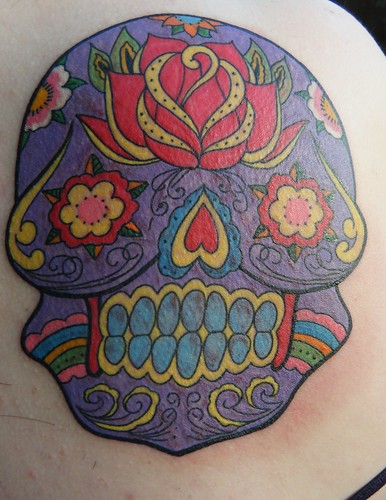 SUGAR SKULL TATTOO My latest addition Sidney the Mexican Day of the dead 