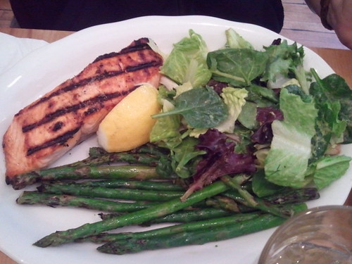 Grilled Salmon with Asparagus and Mixed Greens