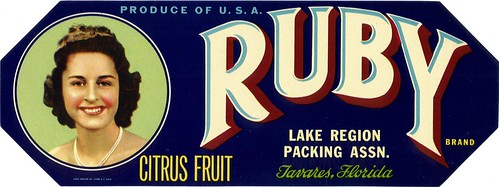 Ruby Citrus Fruit Crate Label by clotho98