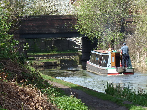 Canal barge going under Garratt's Lane Bridge on the Dudley No. 2 canal