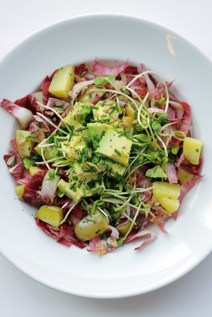 Avocado, Potatoes and Red Chicory