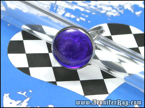 Royal Purple Ring - Resin Glittery Adjustable Silver toned by JenniferRay.com
