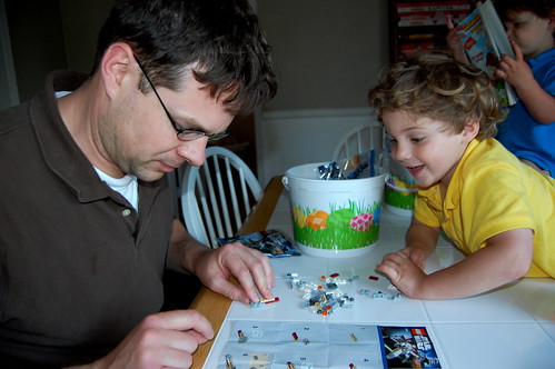Clark and Daddy building planes.