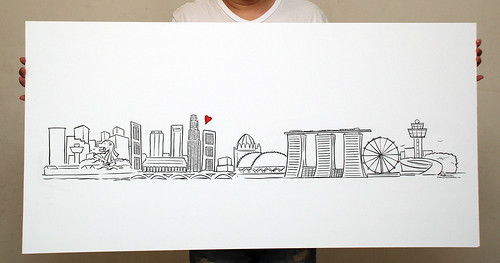 Singapore skyline simple linework illustration - 5