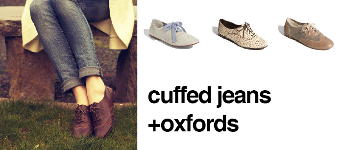 dash dot dotty style blog spring trends oxfords cuffed jeans