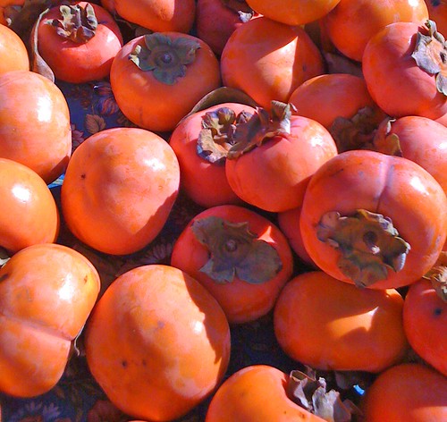 Fuyu persimmons at farmers markets in San Diego