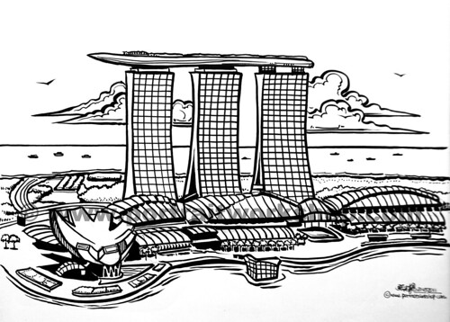 Singapore skyline illustration (watermarked)