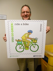Bike Commute 40: Go Green Stamp by Rootchopper