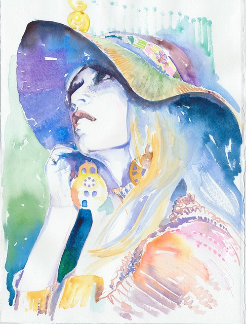 Watercolour Fashion Illustration - Brigitte by silverridgestudio
