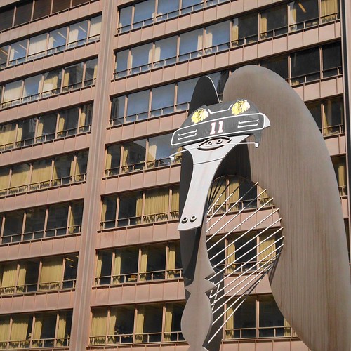 Picasso sculpture with Blackhawks helmet by katherine of chicago