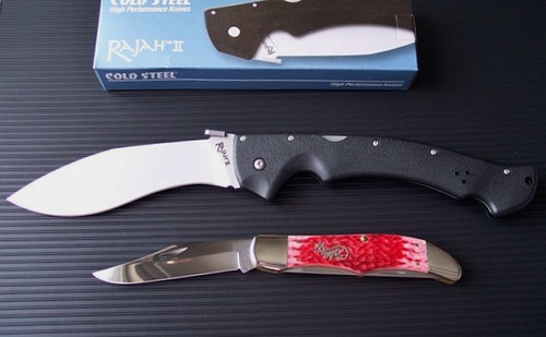 Cold Steel Rajah II Folder Knife 6" Kukri Style Blade with Grivory Handle