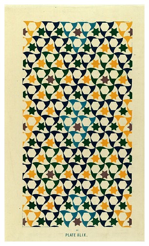 019-Mosaico de revestimiento en el Divan-Patio de la Alberca-Plans- elevations- sections and details of the Alhambra Vol 2-1842-Jules Goury y Owen Jones