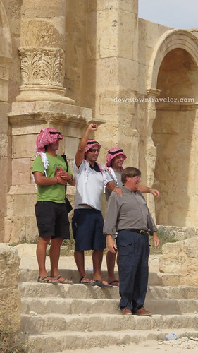 Visitors to the Gerasa ruins in Jerash Jordan