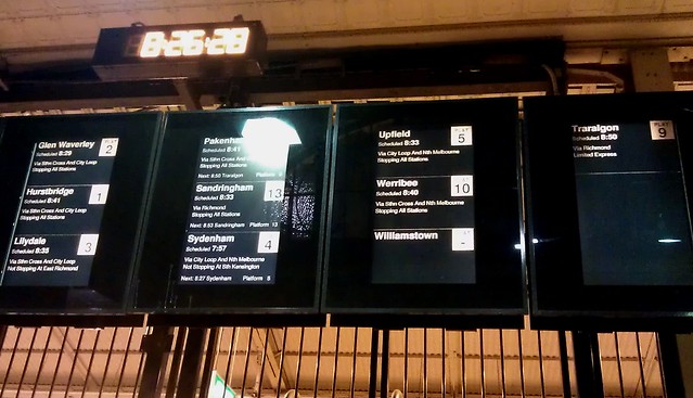 Signs at Flinders Street - Where's the Williamstown train?