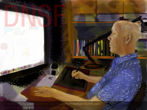 iPad Portrait of Bill Atkinson at Work on his iPad App Photocard Today by DNSF David Newman