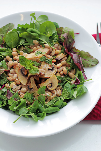Mushrooms, Soyan Beans and Mint