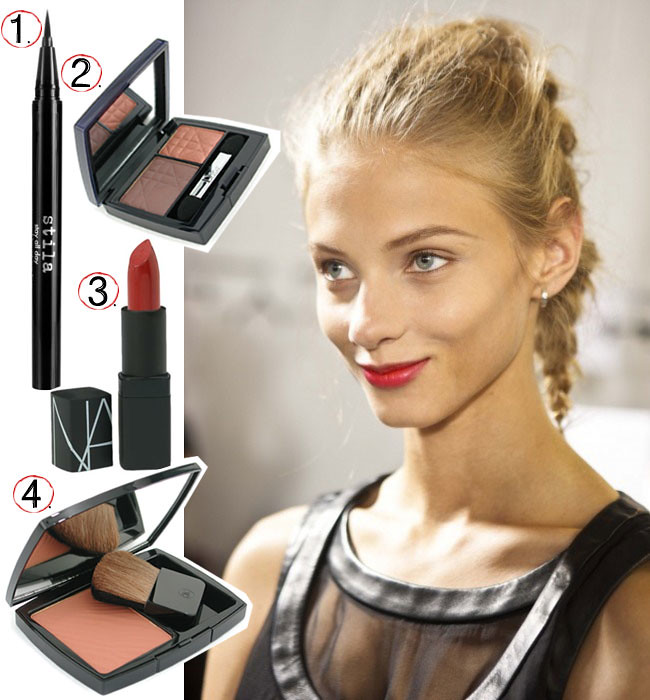 Anna Selezneva backstage during Fashion Week, Makeup Beauty, Chanel bronze powder, Dior eyeshadow, Nars lipstick