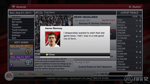 FIFA 12 Xbox: Career Mode Arsenal Player profile
