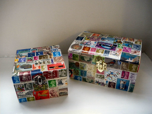 Decoupaged Stamp boxes