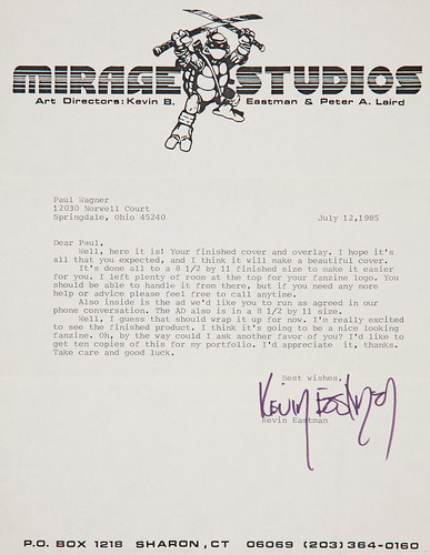 MIRAGE STUDIOS PRESENTS "Gobbledygook" #1 // Eastman's accompanying  cover letter to Paul   (( 1984 )) [[ Courtesy of Heritage Auction Galleries ]]