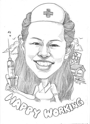 Nurse caricature in pencil - 1