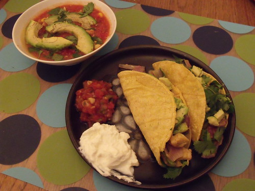 fajita tacos and tortilla soup