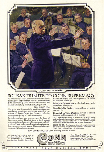 Vintage Ad # 1,366: John Philip Sousa Cultivates His Musical Bump With Conn
