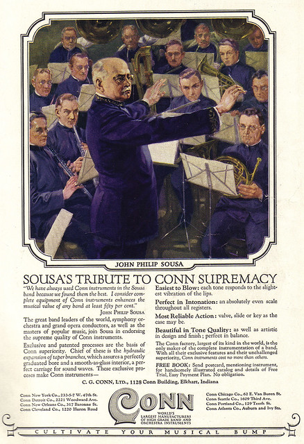 Vintage Ad #1,366: John Philip Sousa Cultivates His Musical Bump With Conn
