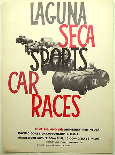 013-Laguna Seca Sport Car Races 1950's-© 2010 Vintage Auto Posters. All Rights Reserved