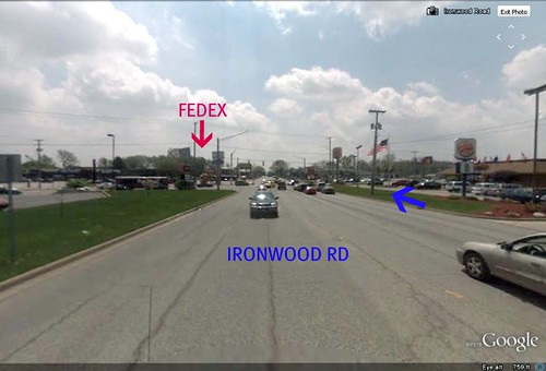 approaching the intersection where FedEx/Kinko's sits (via Google Earth)