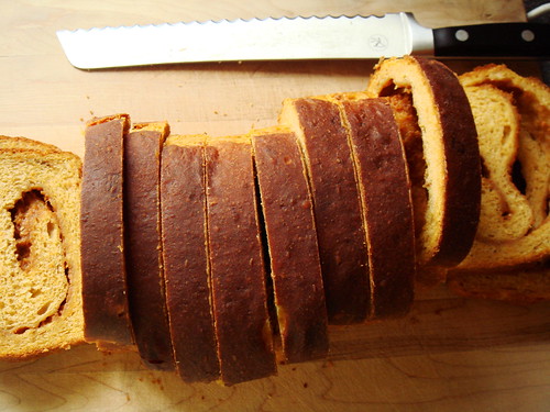 Double Sweet Potato Caramel Swirl Bread: Sliced