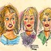 THREE SMOKING HOT CHICKS IN A NYC BAR, an illustration by R.L.Huffstutter