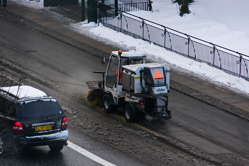 Cycling In Snow. Copenhagen Snow Clearance
