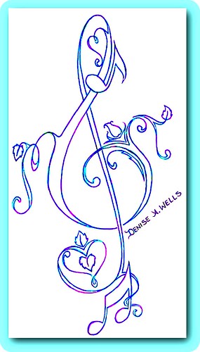 "Love Treble Clef " Tattoo Design by Denise A. Wells