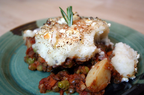 Vegetarian Shepherd's Pie with Lentils and Goat Cheese