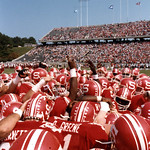 NC State celebrating football game win; 1984