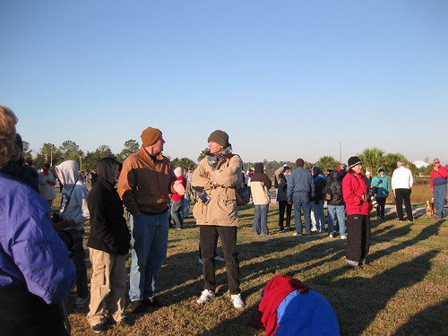 Crowds wait for Whooping Cranes in Saint Marks