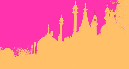 Brighton Pavillion, pink and tangerine silhouette, George IV Palace, Brighton, UK by Wonderlane