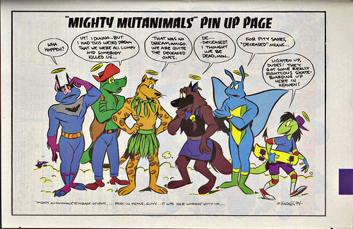 Teenage Mutant Ninja Turtles Adventures #61 , "MIGHTY MUTANIMALS" PIN-UP PAGE .. art by Mike Kazaleh  (( 1994 )) 
