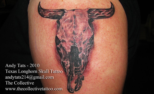 texas longhorn tattoo. Texas Longhorn Skull Tattoo