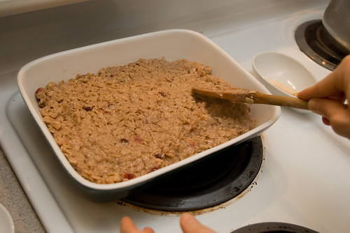 Spread the oatmeal evenly