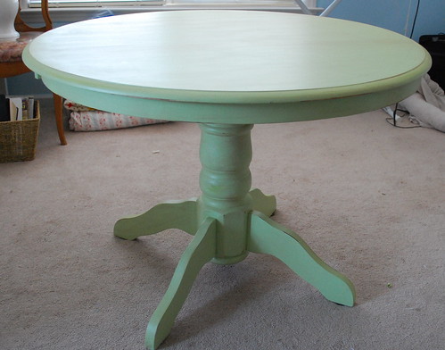 green pedestal table