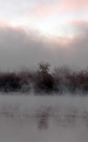 frosty foggy sunrise