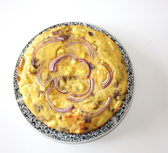 cauliflower and red onion and parm cheese cake