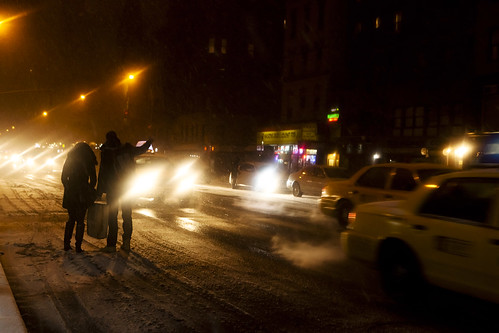 Hailing a cab; New York City Snowstorm 2011