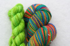 Yarn Pirate Aran BFL-- Rainbow + Lime Trim