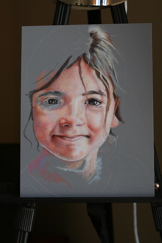In progress colored pencil portrait of my daughter.
